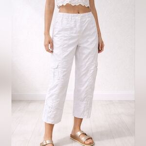 White Cargo Pants Cotton Jeans Cropped Calvin Klein Jeans Size 12